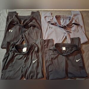 Boys Large Athletic Pants Bundle - 2 Nike, 2 Under Armour